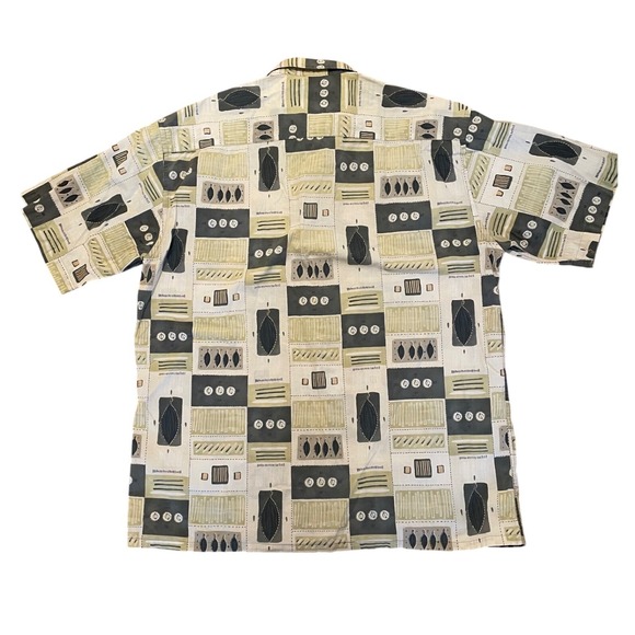 Pierre Cardin Mens Vintage Geometric Abstract Cotton Short Sleeve Shirt Green L - Picture 2 of 4